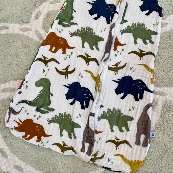 Little Unicorn Dinosaur Print Muslin Sleep Sack - 0-6 Months - Picture 3 of 4